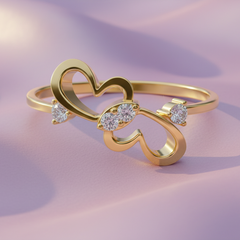 Romantic Diamond Dual Heart Openwork Lattice Design