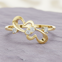 Romantic Diamond Dual Heart Openwork Lattice Design