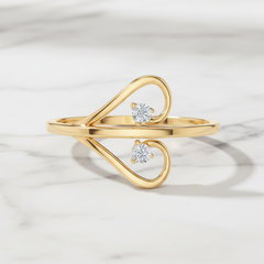Floating Duo Diamond Heart Paired Solitaire Romantic Elegance
