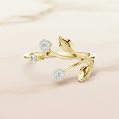 Sweeping Diamond Leaf Bypass Botanical Open-Silhouette Elegance