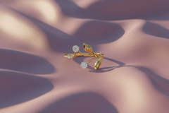 Sweeping Diamond Leaf Bypass Botanical Open-Silhouette Elegance