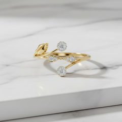 Botanical Diamond Multi-Leaf Sculpted Garden Elegance