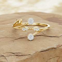 Botanical Diamond Multi-Leaf Sculpted Garden Elegance
