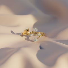 Botanical Diamond Multi-Leaf Sculpted Garden Elegance