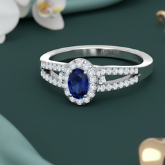 Precious Oval Sapphire Diamond Opulent Band Solitaire
