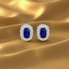 Sapphirine Oval-Silhouette Focal-Stone Diamond Contrast Luminous
