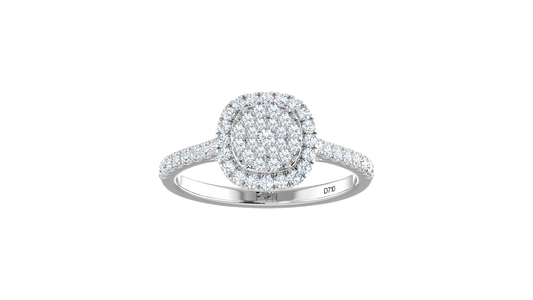 Cushion Shape Double Halo Pavé Shank Ring