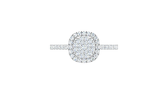 Cushion Shape Double Halo Pavé Shank Ring
