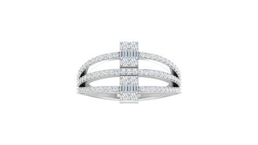 Dual Baguette Cluster Bar Triple Split Shank Ring