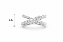 Interlaced Overlapping Baguette & Round Diamond Crossover Twist