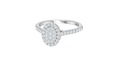 Oval Shape Cluster Halo Pavé Shank Ring