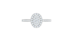 Oval Shape Cluster Halo Pavé Shank Ring