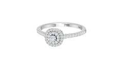 Round Double Round Halo Pavé Diamond Ring