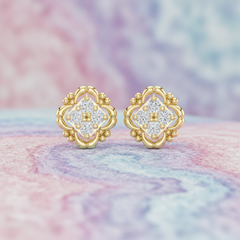 Modern Sprig Square Petal-Frame Diamond