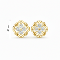 Modern Sprig Square Petal-Frame Diamond