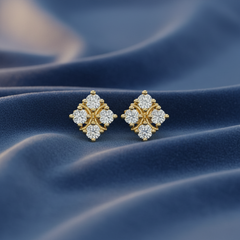Contemporary Foliage Four-Stone Rhombus Diamond