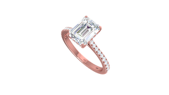 Emerald Solitaire French Pave Shank Lab Grown Diamond