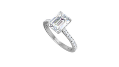 Emerald Solitaire French Pave Shank Lab Grown Diamond