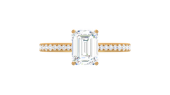 Emerald Solitaire French Pave Shank Lab Grown Diamond
