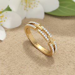 Sculpted Interlocking Link Scattered Diamond Encrusted