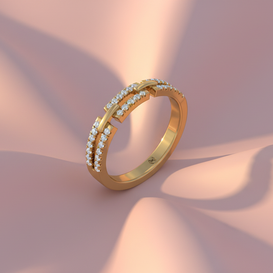 Sculpted Interlocking Link Scattered Diamond Encrusted