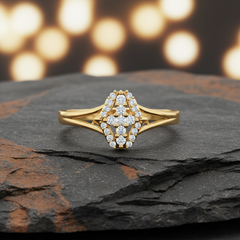 Botanical Diamond Elliptical Bloom Contemporary Feminine Luxury Elegance