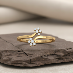 Dual Blossom Diamond Floral Wave Garden-Inspired Whimsica
