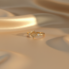 Geometric Cut-Out Open Work Two Stone Linked Diamond