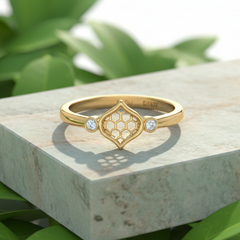 Geometric Cut-Out Open Work Two Stone Linked Diamond