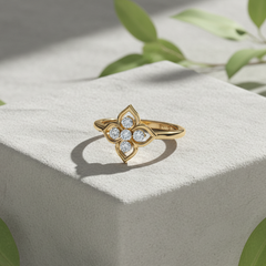 Geometric Leaf Petal Cluster Five Stone Diamond