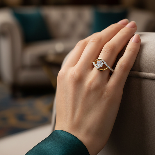 Crescent Halo Diamond Floral Bloom Sweeping Opulent Architectural Feminine