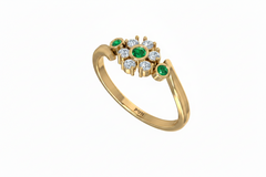 Emerald Bezel-Accented Floral Cluster Diamond