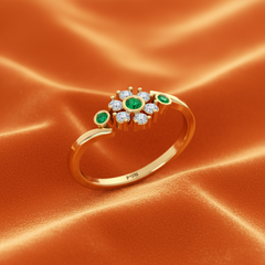 Emerald Bezel-Accented Floral Cluster Diamond