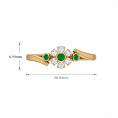 Emerald Bezel-Accented Floral Cluster Diamond