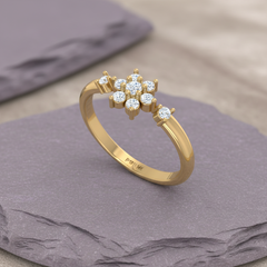 Modern Parallel Bloom Nine Stone Diamond