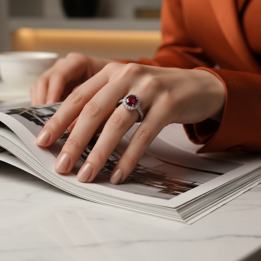 Ruby With Four-Prong Halo