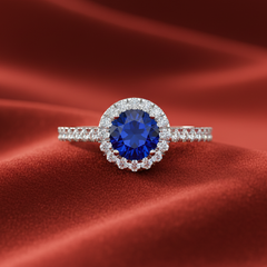 Sapphire With Four-Prong Halo