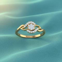 Elegant Twisted Halo Flower Center Diamond