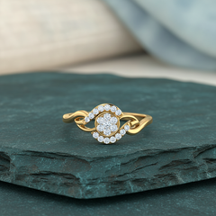 Elegant Twisted Halo Flower Center Diamond