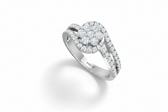 Dual-Row Floral Cluster Halo Diamond