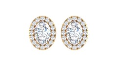 Oval Center Scalloped Halo Stud Earrings