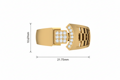 Square Inset and Linear Cut-Out Detail Open Work Diamond