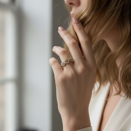 Three-Stone Round Halo Diamond
