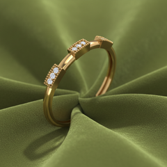Nine Station Geometric Linear Brilliant Diamond Encrusted Stackable