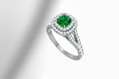 Emerald Princess Center Double Halo Diamond