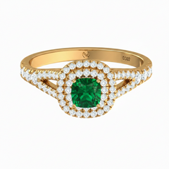 Emerald Princess Center Double Halo Diamond