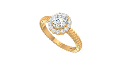 Oval Halo Rope Shank Engagement Ring