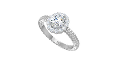 Oval Halo Rope Shank Engagement Ring