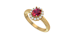 Ruby Oval Halo Rope Shank Engagement Ring