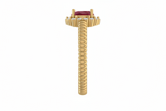 Ruby Oval Halo Rope Shank Engagement Ring